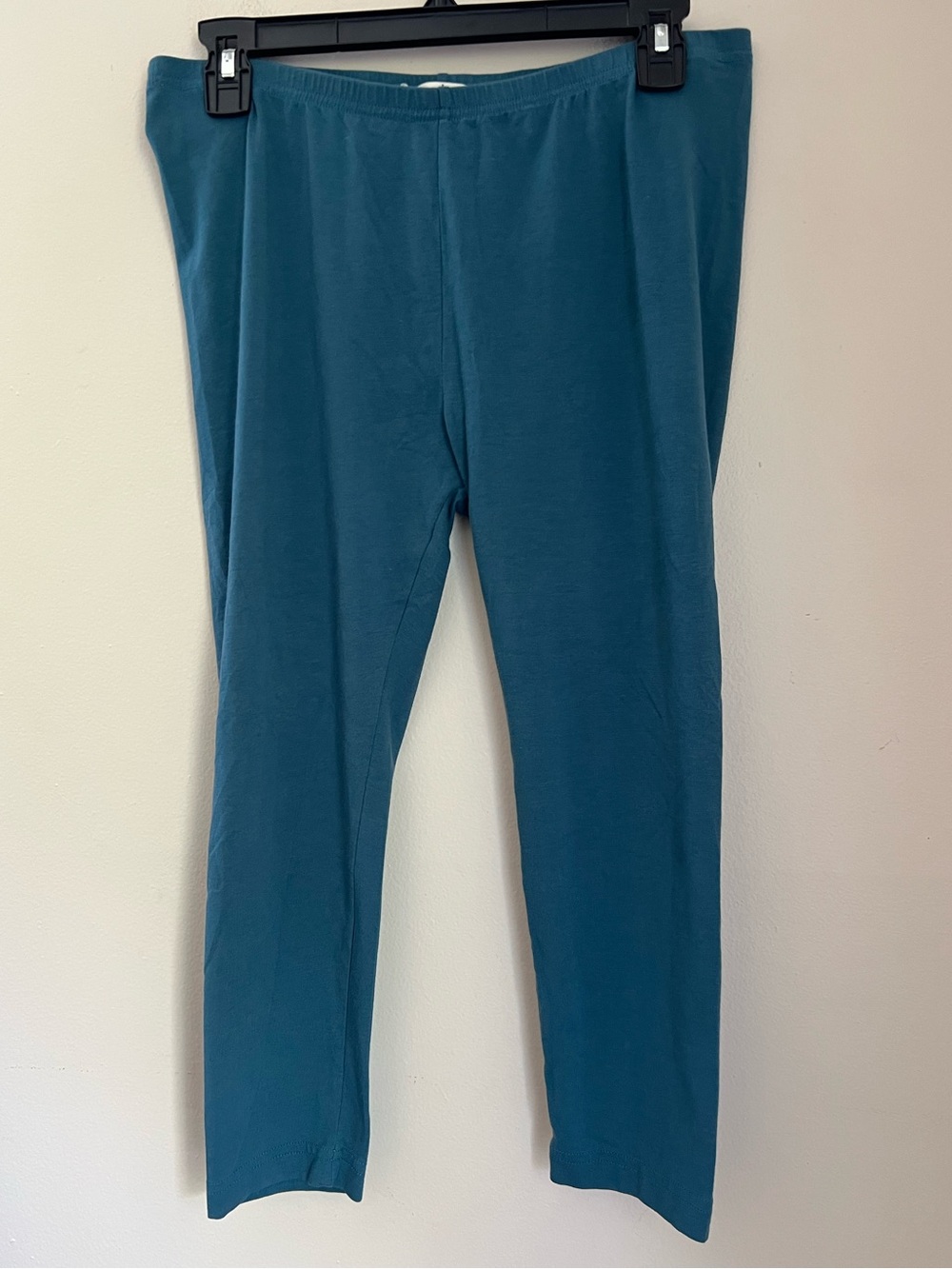 Peruvian Connection Crop Pima Leggings Women’s L Teal Blue Pull On Basics Peru